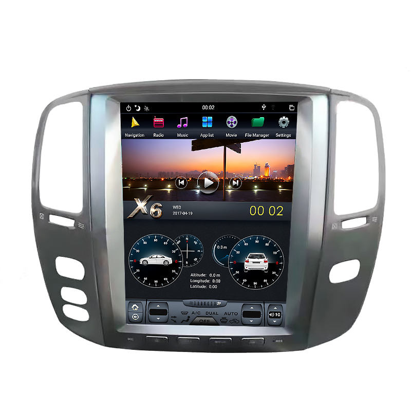 Tesla Style Vertical Screen Gps Navigation For Lexus Lx470 Car Dvd Player
