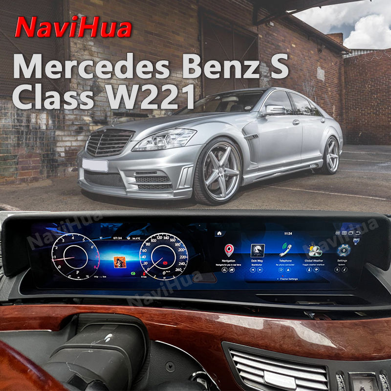 Latest DesignTouchScreenCarRadio with Digital Cluster Dual Screen forBenzS Class